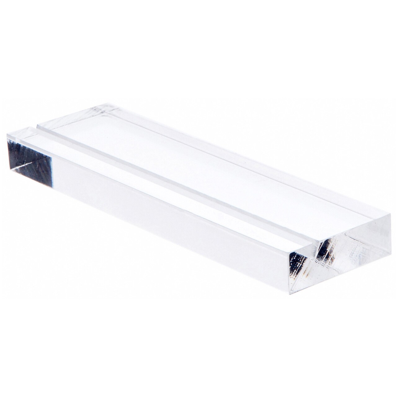 Plymor Clear Acrylic Block with Sign Display Holder Slot, 5" W x 1.5" D x .5" H